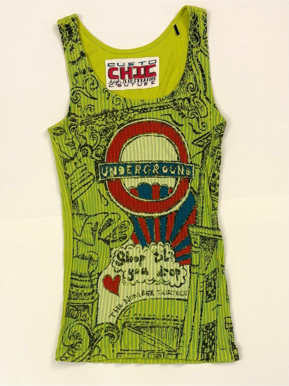 Lime Green Printed Tank Top Custo Barcelona M(medium)